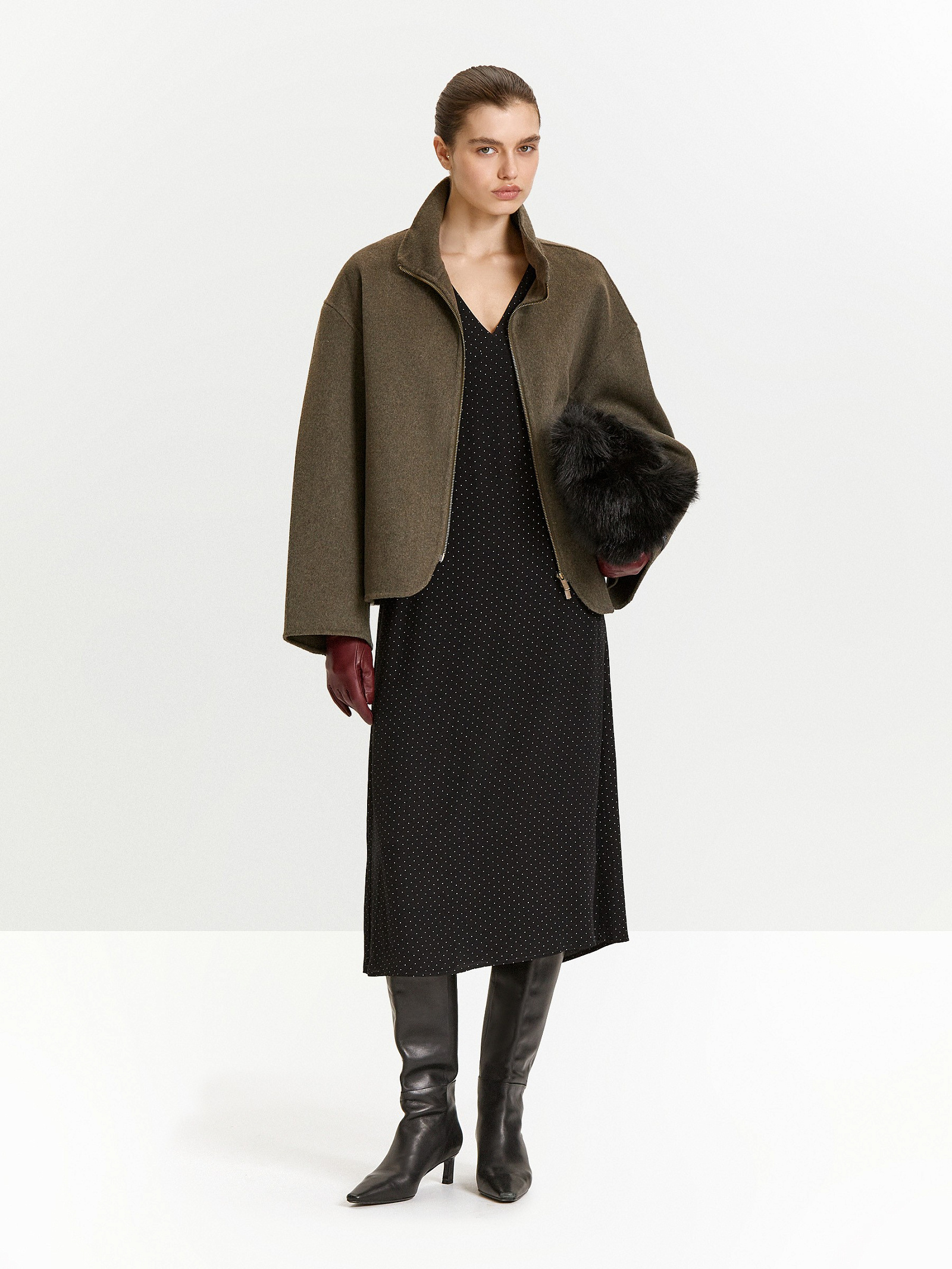 Платье миди из 100% вискозы в горох